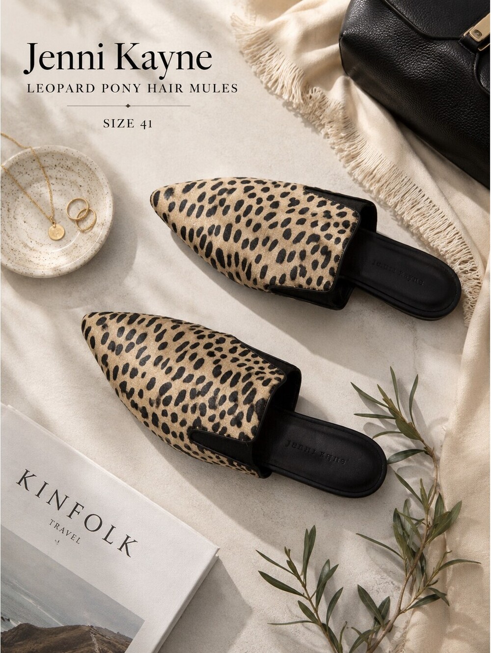 Jenni Kayne Leopard Pony Hair Mules - size 41